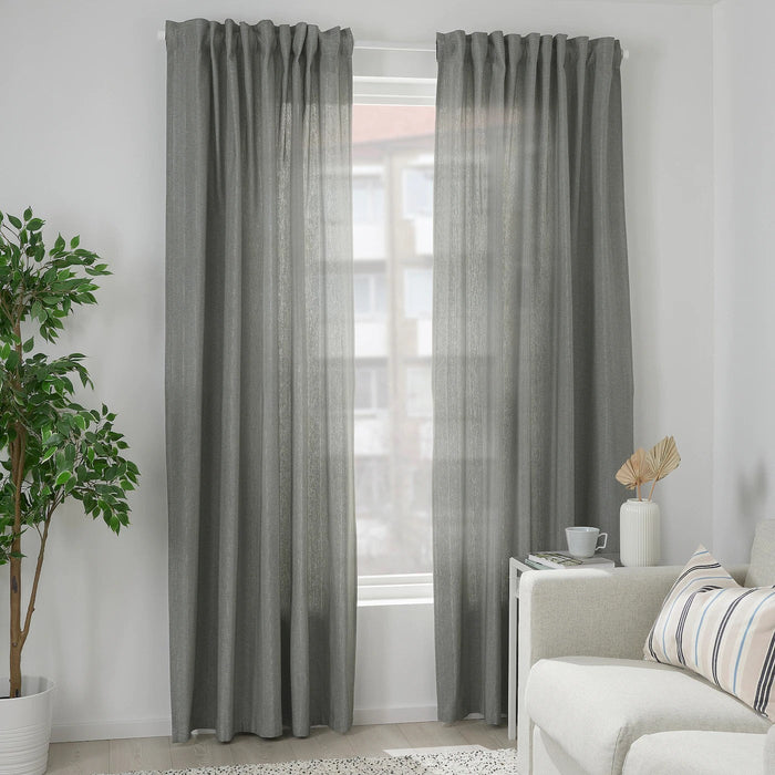 TIBAST Room darkening curtains, 1 pair, dark green 145x250 cm