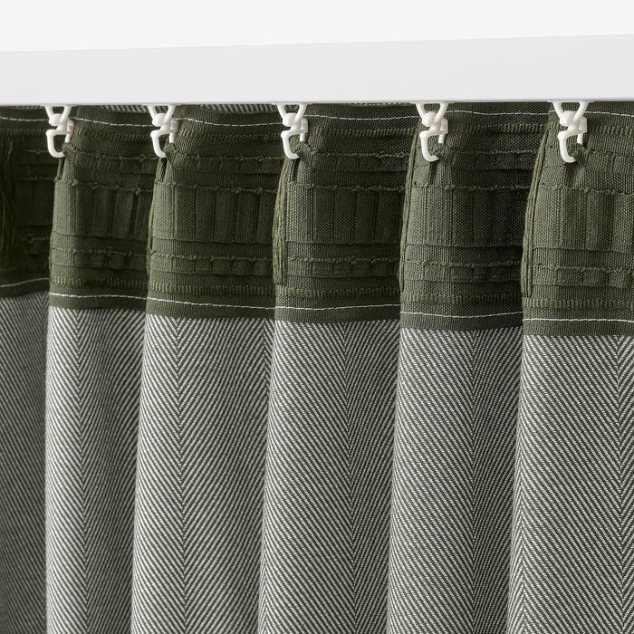 TIBAST Room darkening curtains, 1 pair, dark green 145x250 cm