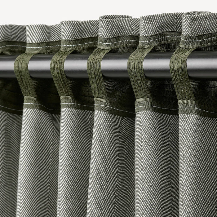 TIBAST Room darkening curtains, 1 pair, dark green 145x250 cm