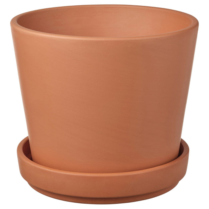 BRUNBAR Plant pot with saucer, outdoor terracotta 15 cm