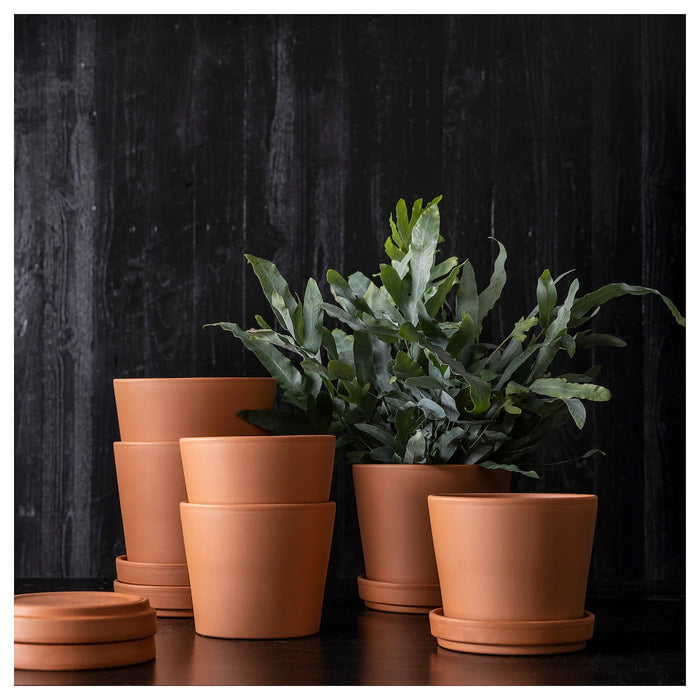 BRUNBAR Plant pot with saucer, outdoor terracotta 15 cm