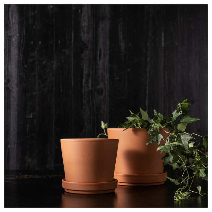 BRUNBAR Plant pot with saucer, outdoor terracotta 15 cm