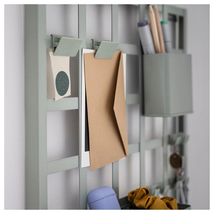 SNICKRA 8-piece storage board set, grey-green 38x38 cm