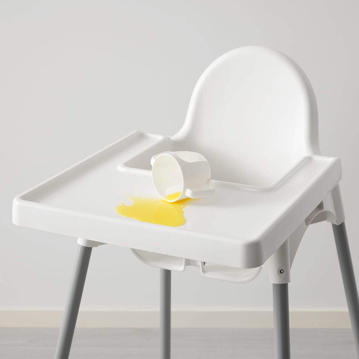 ANTILOP Highchair with tray, white/silver-colour