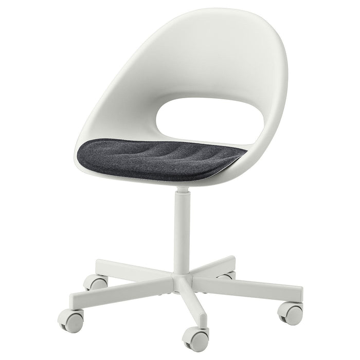 LOBERGET / BLYSKAR Swivel chair with pad, white/dark grey