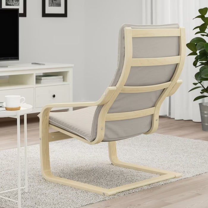 POANG Armchair, birch veneer/Knisa light beige