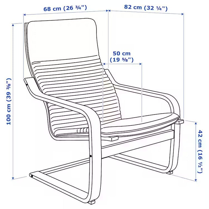 POANG Armchair, birch veneer/Knisa light beige