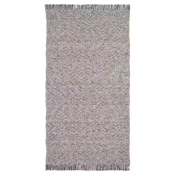 RORKAR rug, flatwoven, black/natural, 80x150 cm