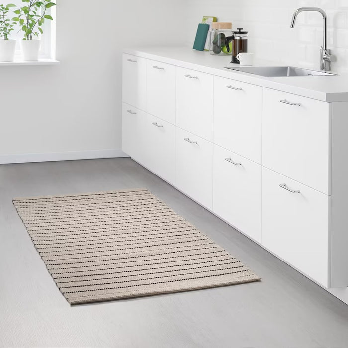 TORSLEV Rug, flatwoven, strip white/black, 80x150 cm