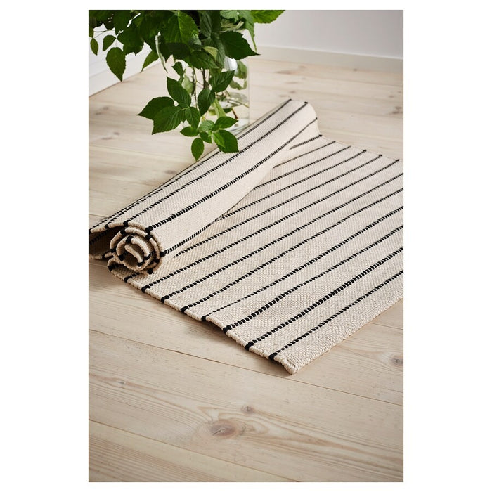 TORSLEV Rug, flatwoven, strip white/black, 80x150 cm